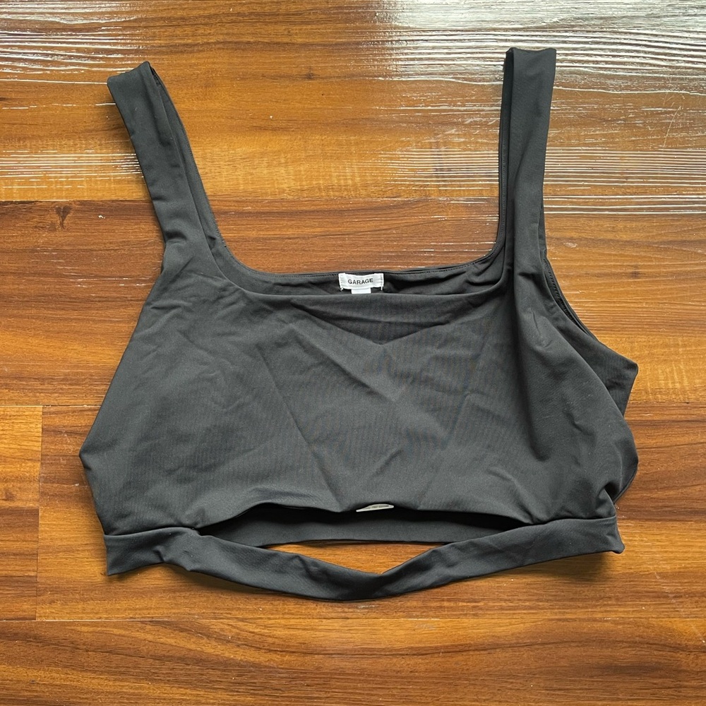NWT Garage Black Square Neck Cut Out Top